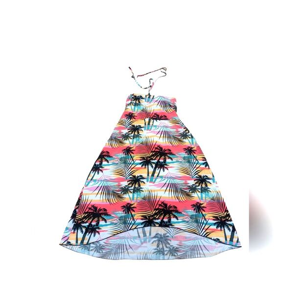 🛍️TROPICAL SUMMER PALM TREE HAWAII DRESS SIZE 14 - Picture 1 of 5